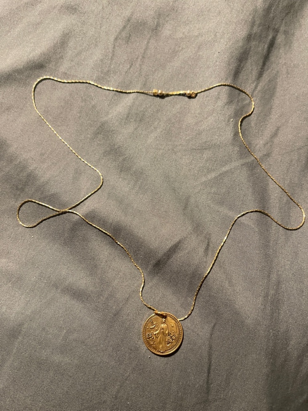 Gold plated silver Coin Pendant Necklace - Women’s Gold plated silver Chain